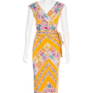Diane Von Furstenberg Floral Yellow Wrap Dress